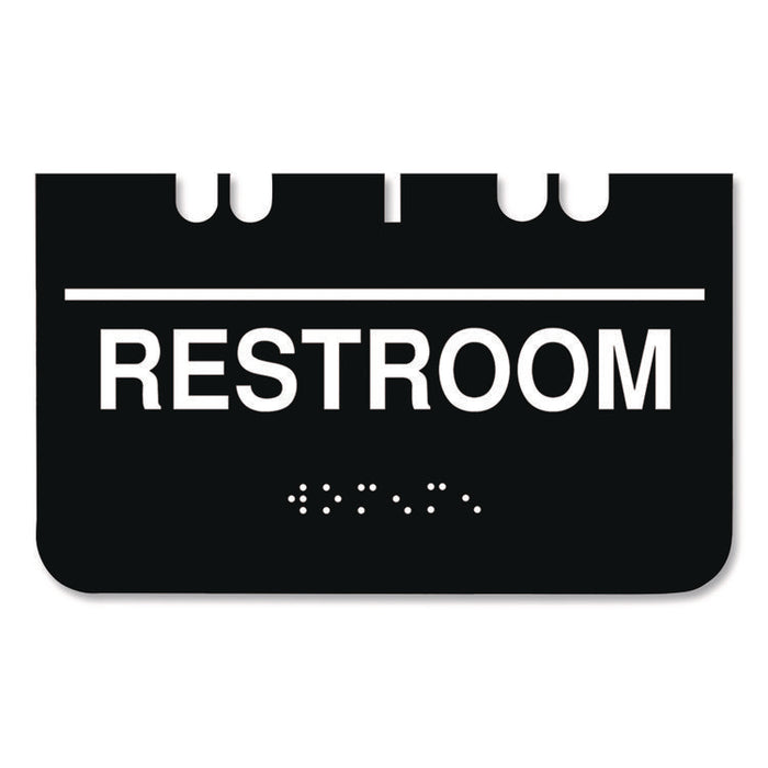 Indoor Restroom Door Sign, Unixex 5.5 x 8.5, Black/White