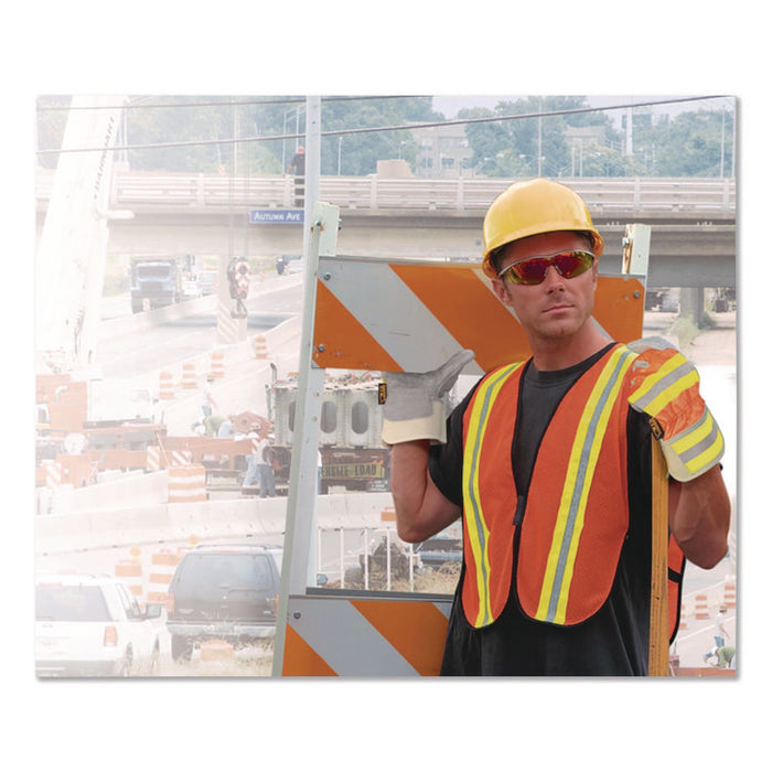 Hook and Loop Safety Vest, Polyester Mesh, One Size Fits Most, Hi-Viz Orange with Yellow Prismatic Tape
