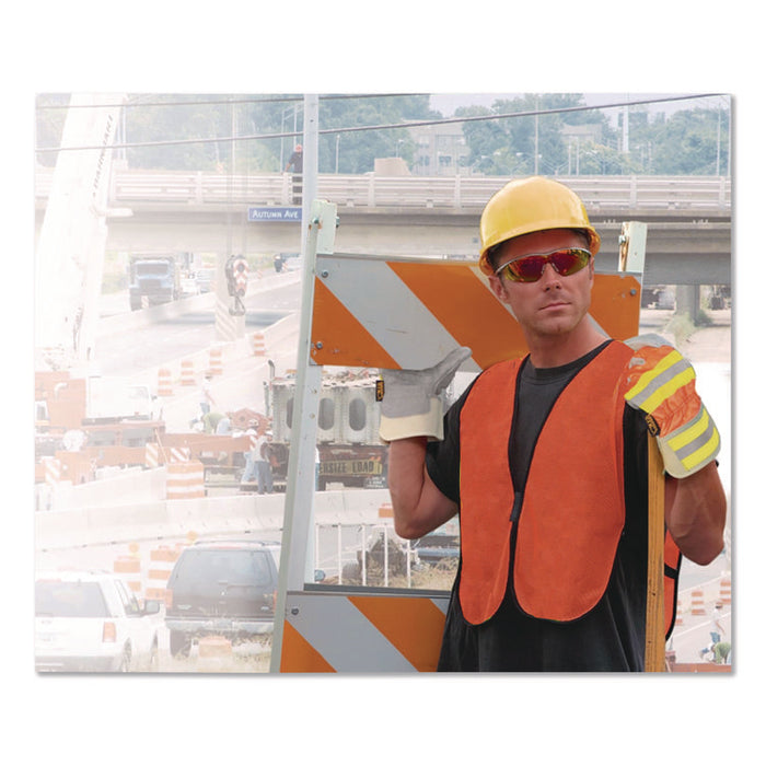 Hook and Loop Safety Vest, Polyester Mesh, One Size Fits Most, Hi-Viz Orange