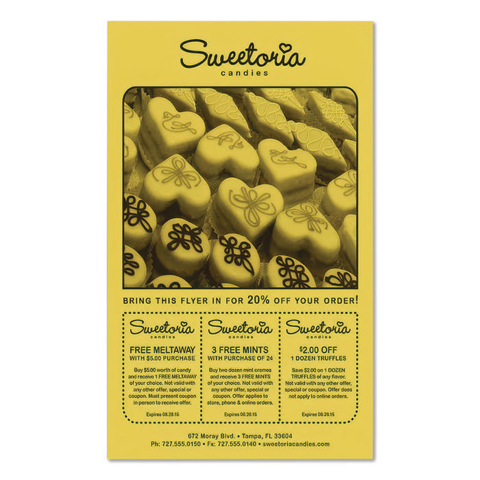 Color Paper, 24 lb Bond Weight, 8.5 x 14, Solar Yellow, 500/Ream