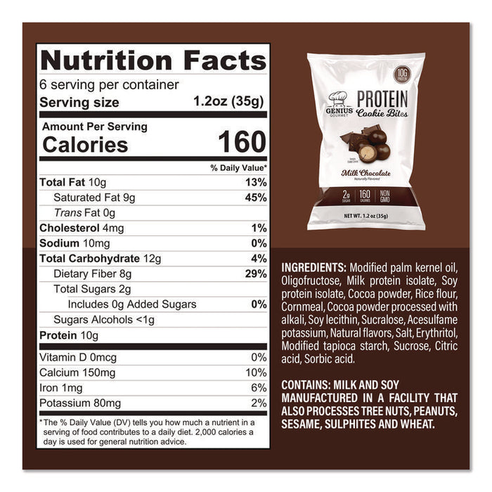Protein Cookie Bites Variety Pack, Salted Caramel and Milk Chocolate, 1.2 oz Bag, 14/Box