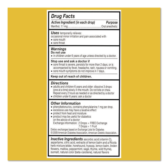 Sugar-Free Lemon Mint Herb Throat Drops, 65/Bag, 2 Bags/Pack