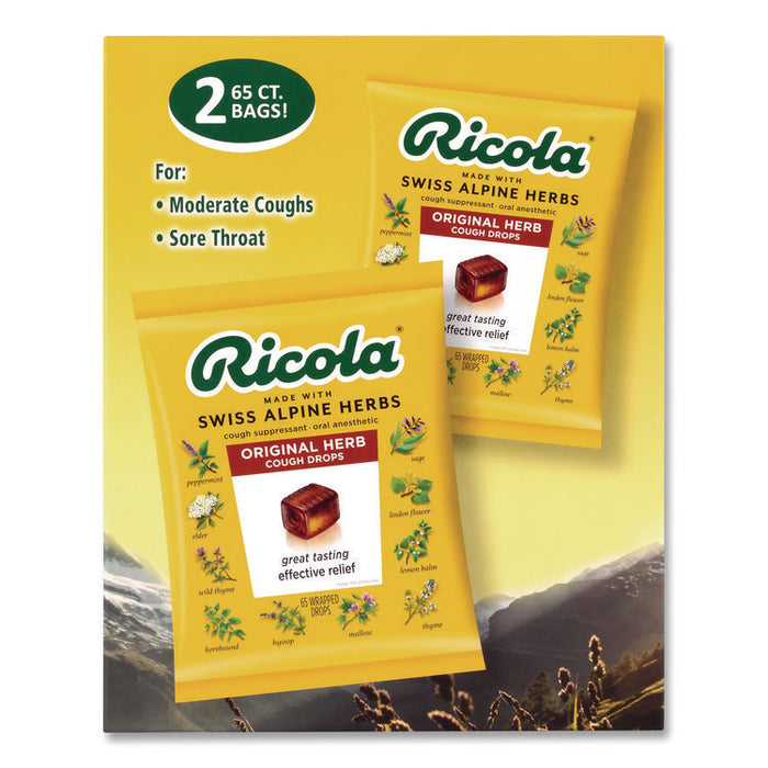 Cough Drops, Original Herb, 65/Bag, 2 Bags/Pack