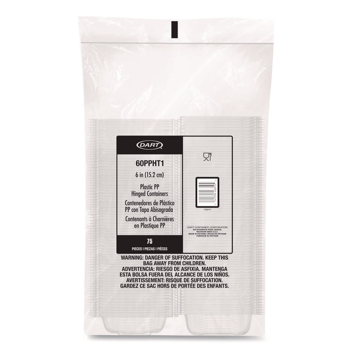 Microwaveable Hinged Containers, ProPlanet Seal, 6.31 x 6.31 x 3, Clear, Plastic, 300/Carton