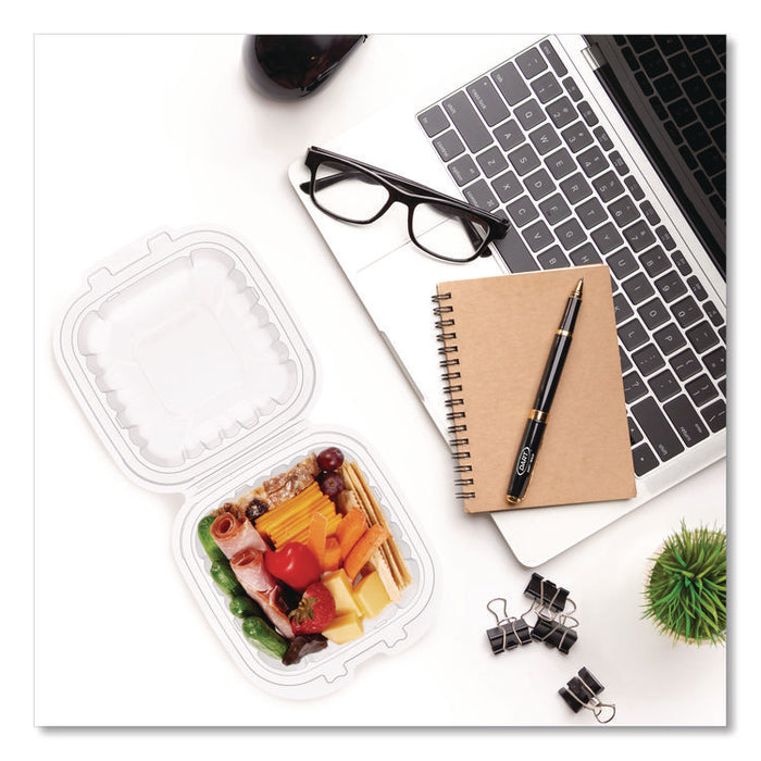 Microwaveable Hinged Containers, ProPlanet Seal, 6.31 x 6.31 x 3, Clear, Plastic, 300/Carton