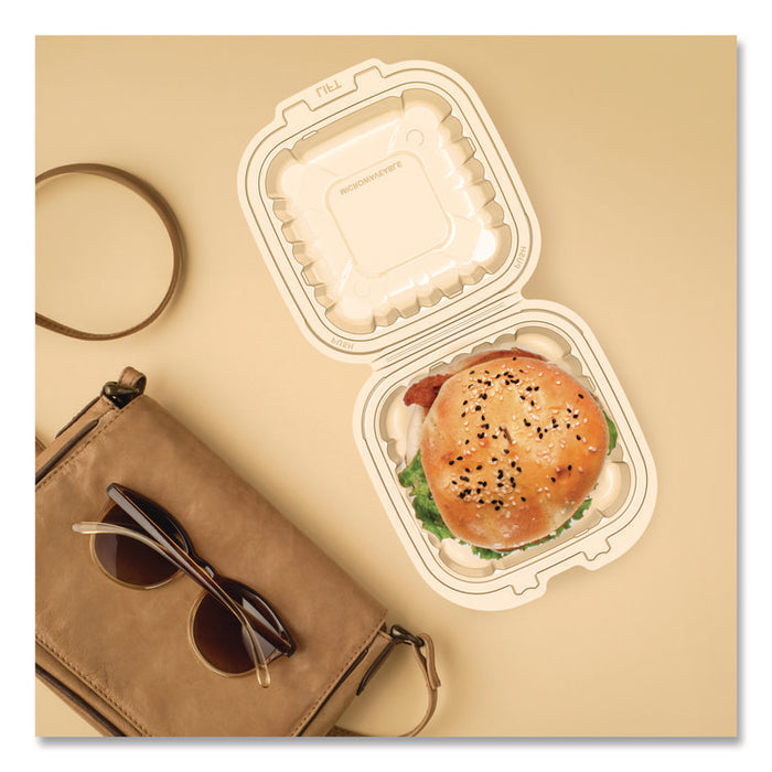Microwaveable Hinged Containers, ProPlanet Seal, 6.31 x 6.31 x 3, Clear, Plastic, 300/Carton