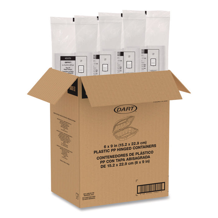 Microwaveable Hinged Containers, ProPlanet Seal, 6.5 x 9 x 3, Clear, Plastic, 300/Carton