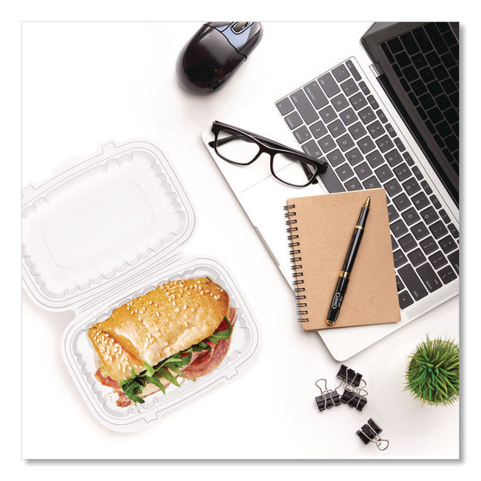 Microwaveable Hinged Containers, ProPlanet Seal, 6.5 x 9 x 3, Clear, Plastic, 300/Carton