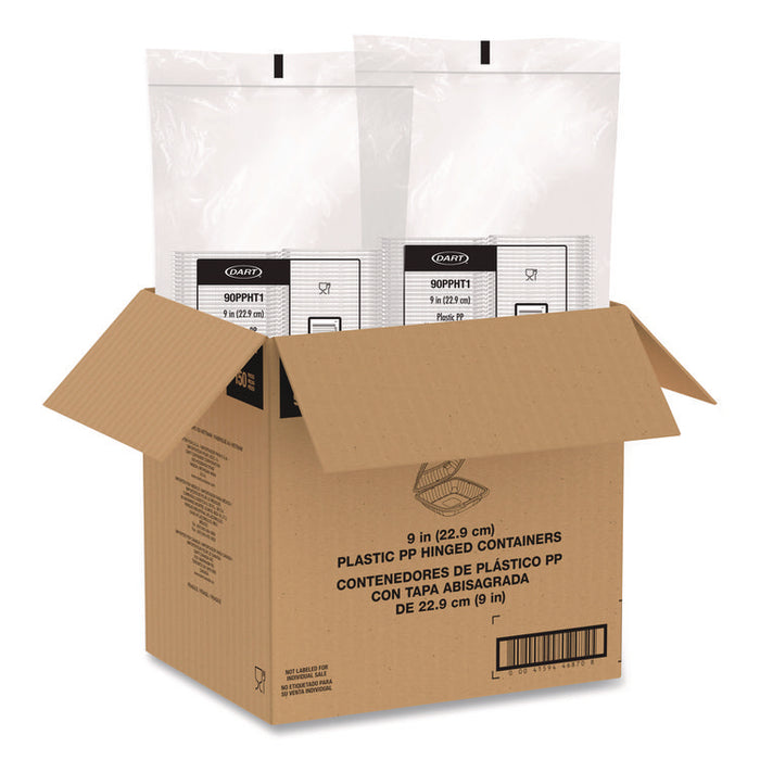 Microwaveable Hinged Containers, ProPlanet Seal, 9 x 8.75 x 3, Clear, Plastic 150/Carton