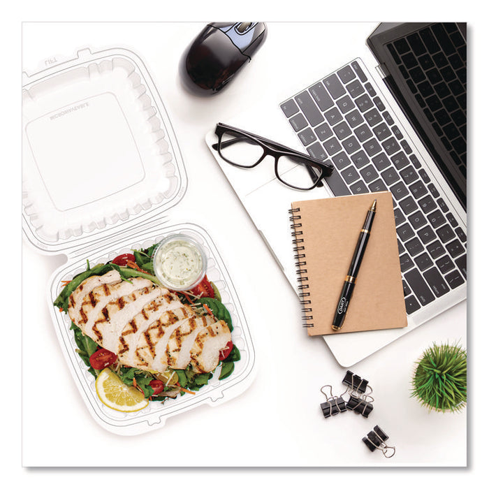 Microwaveable Hinged Containers, ProPlanet Seal, 9 x 8.75 x 3, Clear, Plastic 150/Carton