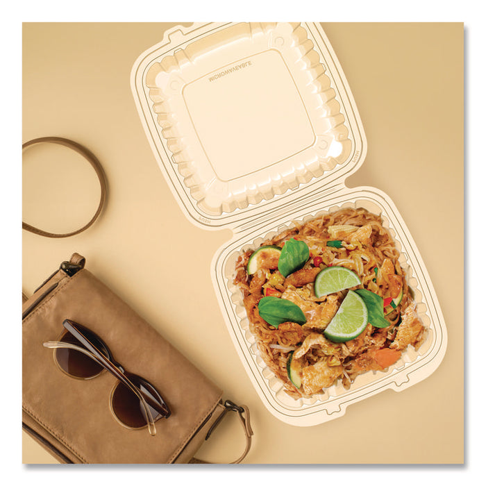 Microwaveable Hinged Containers, ProPlanet Seal, 9 x 8.75 x 3, Clear, Plastic 150/Carton