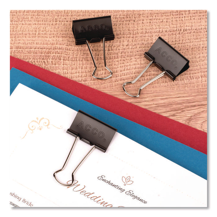 Binder Clips, 0.63" Capacity, Medium, Black/Silver, Dozen