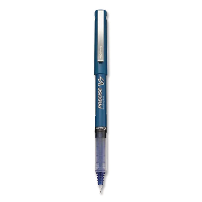 Precise V7 Rollerball Pen, Stick, Fine 0.7 mm, Blue Ink, Blue/Clear Barrel, 5/Pack