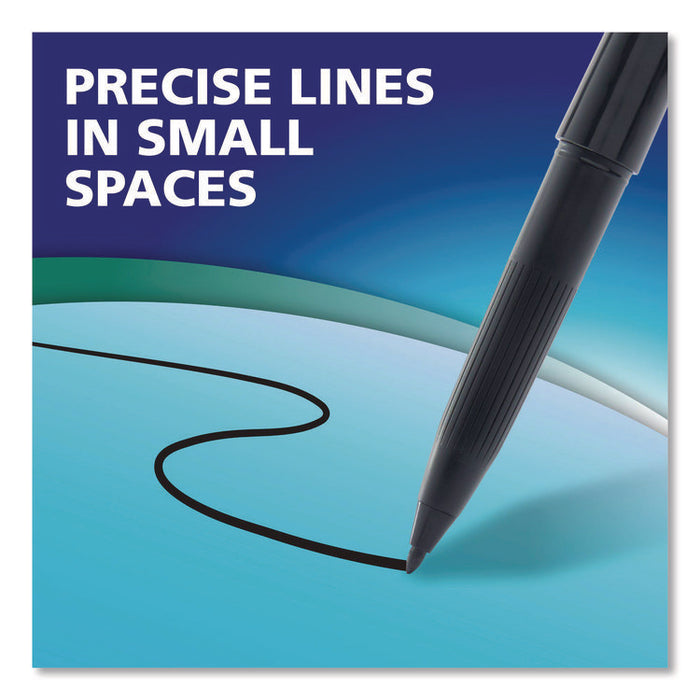 Wet Erase Marker, Ultra Fine Bullet Tip, Black, Dozen