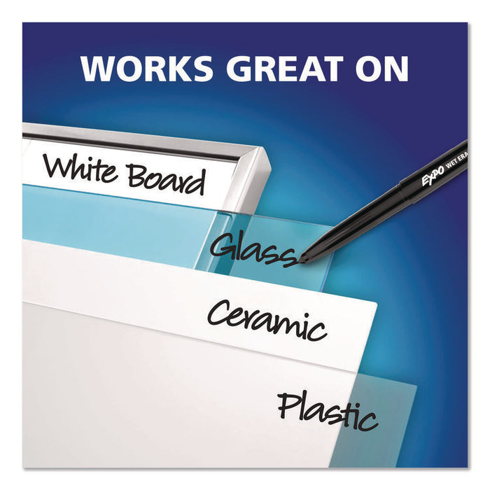 Wet Erase Marker, Fine Bullet Tip, Blue, Dozen