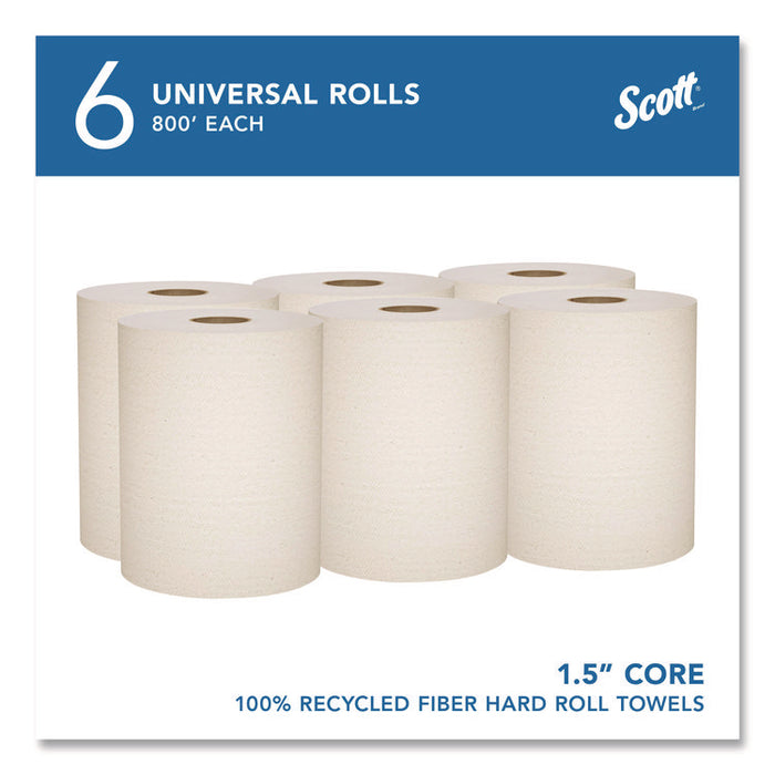 Essential 100% Recycled Fiber Hard Roll Towel, 1-Ply, 8" x 800 ft, 1.5" Core, Brown, 6 Rolls/Carton