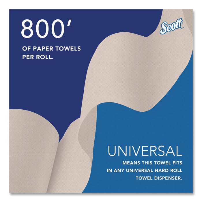 Essential 100% Recycled Fiber Hard Roll Towel, 1-Ply, 8" x 800 ft, 1.5" Core, Brown, 6 Rolls/Carton