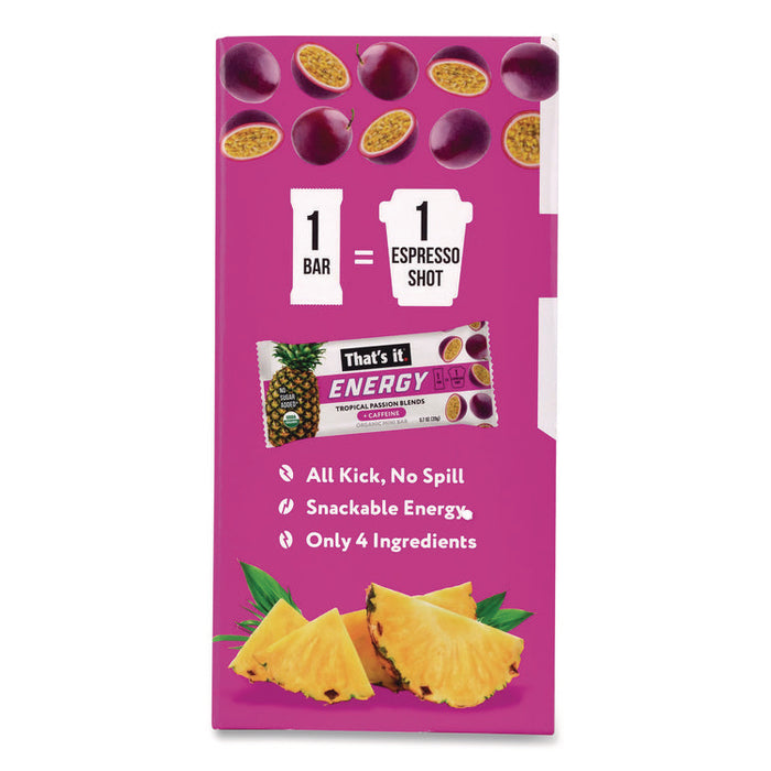 Organic Energy Bars, Tropical Passion Blend, 0.7 oz Bar, 36/Box