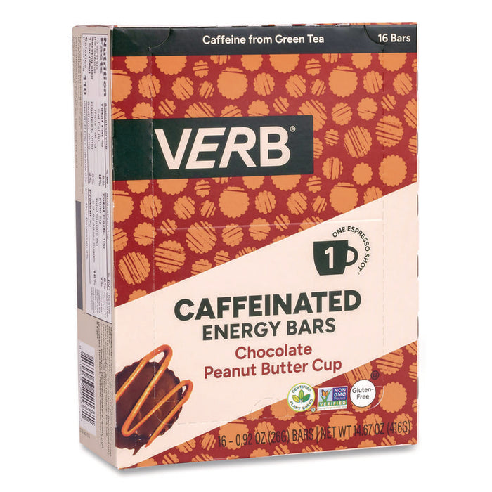 Caffeinated Energy Bar, Chocolate Peanut Butter Cup, 0.92 oz Bar, 16/Box