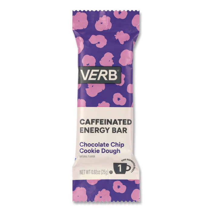 Caffeinated Energy Bar, Chocolate Chip Cookie Dough, 0.92 oz Bar, 16/Box