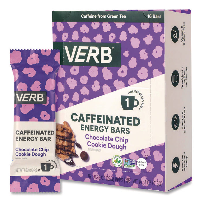 Caffeinated Energy Bar, Chocolate Peanut Butter Cup and Chocolate Chip Cookie Dough, 0.92  oz Bar, 32/Box