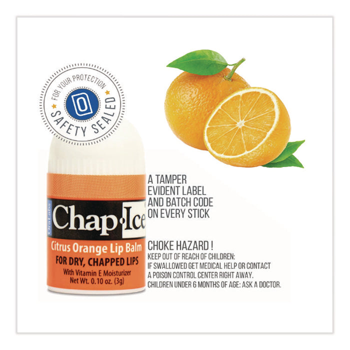Lip Balm, Cherry/Kiwi/Orange Flavors, 100/Box