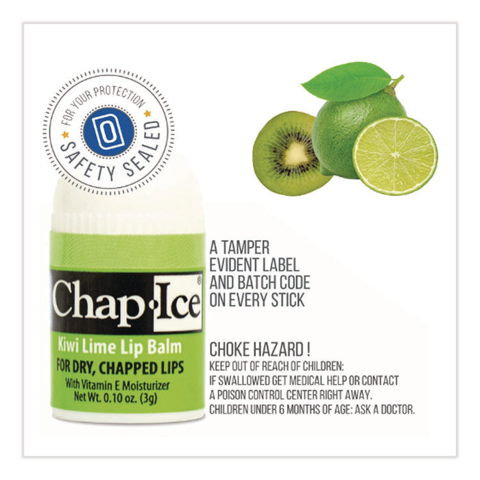 Lip Balm, Cherry/Kiwi/Orange Flavors, 100/Box
