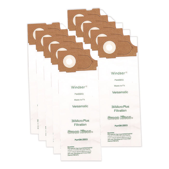 Replacement Vacuum Bags, Fits AllStar Javelin/Triple S Prosense II/Windsor Versamatic, 10/Pack