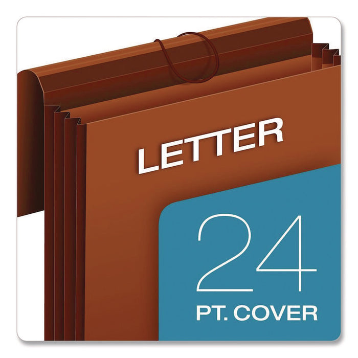 Heavy-Duty Expanding Wallet with Flap and Cord Closure, 7" Expansion, 1 Pocket, Letter Size, Redrope