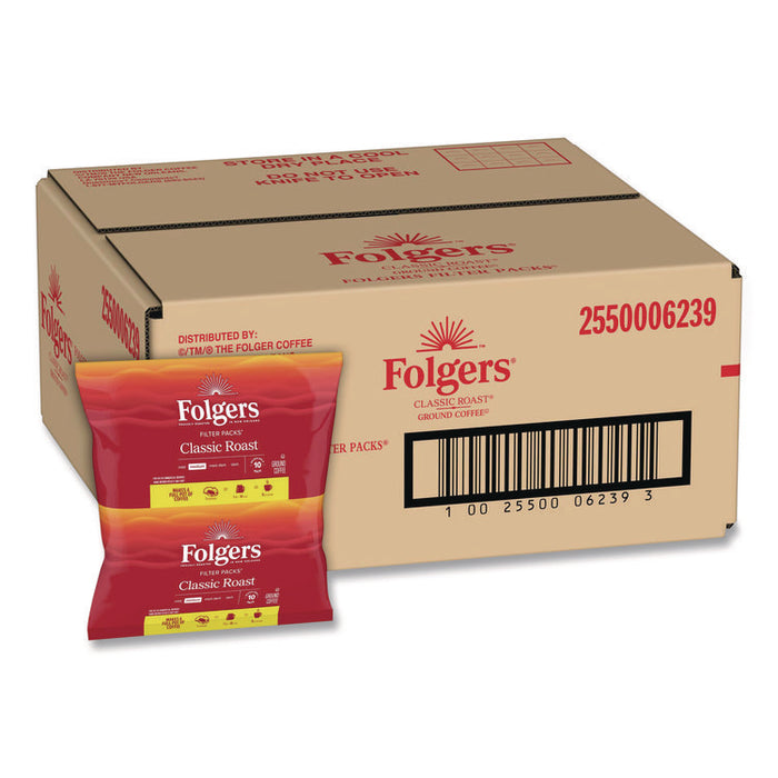 Coffee Filter Packs, Classic Roast, 0.9 oz, 10 Filters/Pack, 4 Packs/Carton