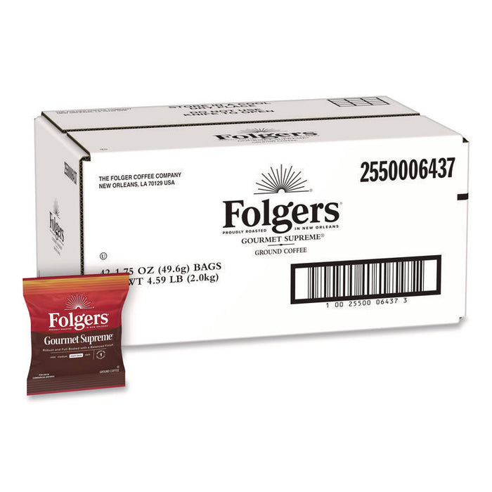 Gourmet Supreme Ground Coffee, Fraction Pack, 1.75 oz, 42/Carton