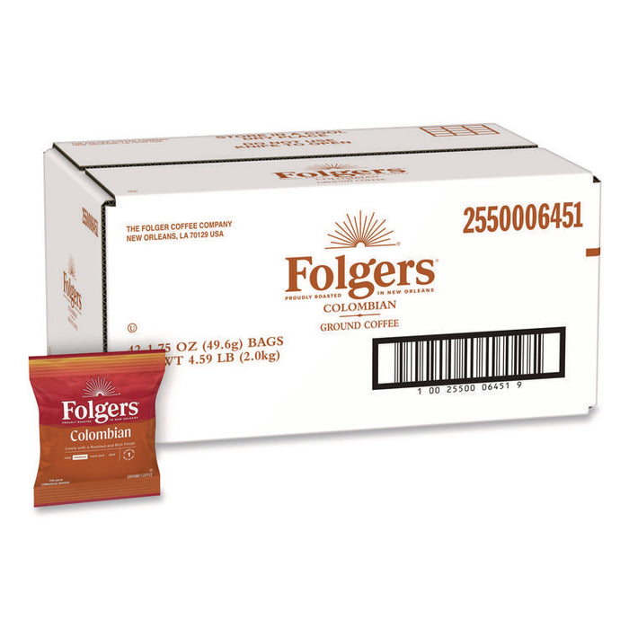 Colombian Ground Coffee Fraction Pack. 100% Colombian, 1.75 oz Fraction Pack, 42/Carton