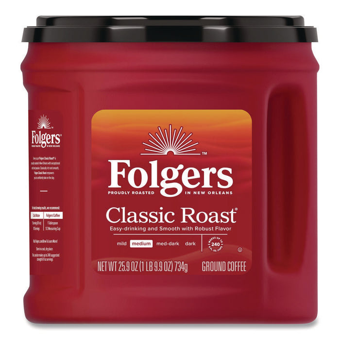 Coffee, Classic Roast, Ground, 25.9 oz Canister, 6/Carton