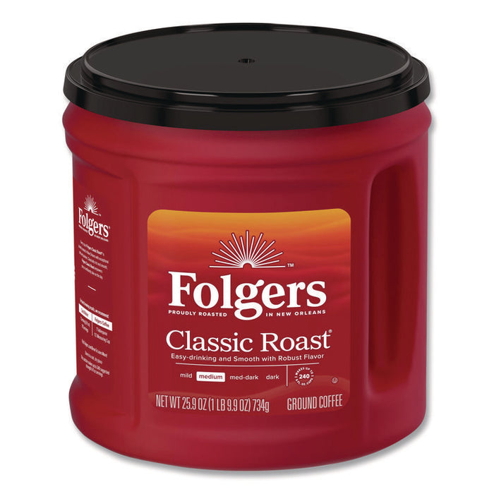 Coffee, Classic Roast, Ground, 25.9 oz Canister, 6/Carton