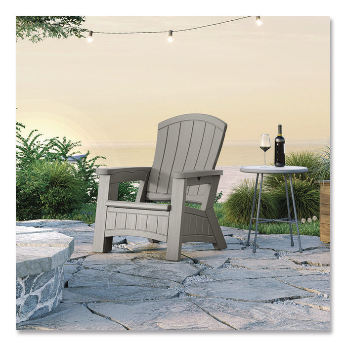 Adirondack Chair with Storage, Supports Up to 375 lb, 14.5" Seat Height, 30" x 32.5" x 38.5", Dove Gray