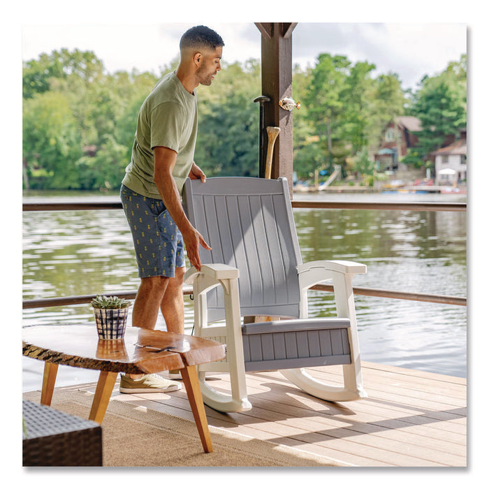 Rocking Chair with Storage, Supports Up to 375 lb, 17.25" Seat Height, 29.75" x 35" x 40.5", Dove Gray/Ice Cube