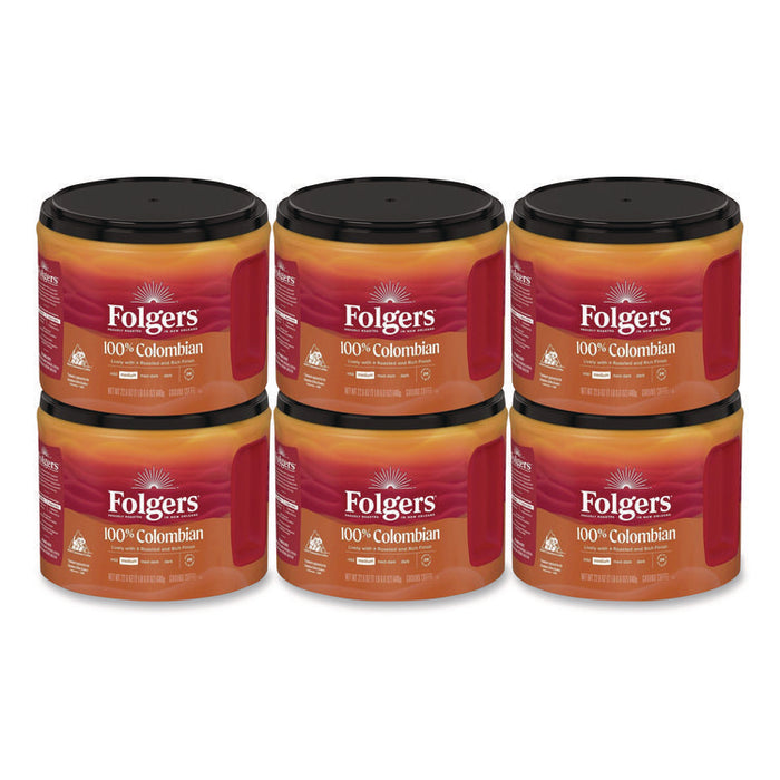 100% Columbian Coffee, 22.6 oz Canister, 6/Carton