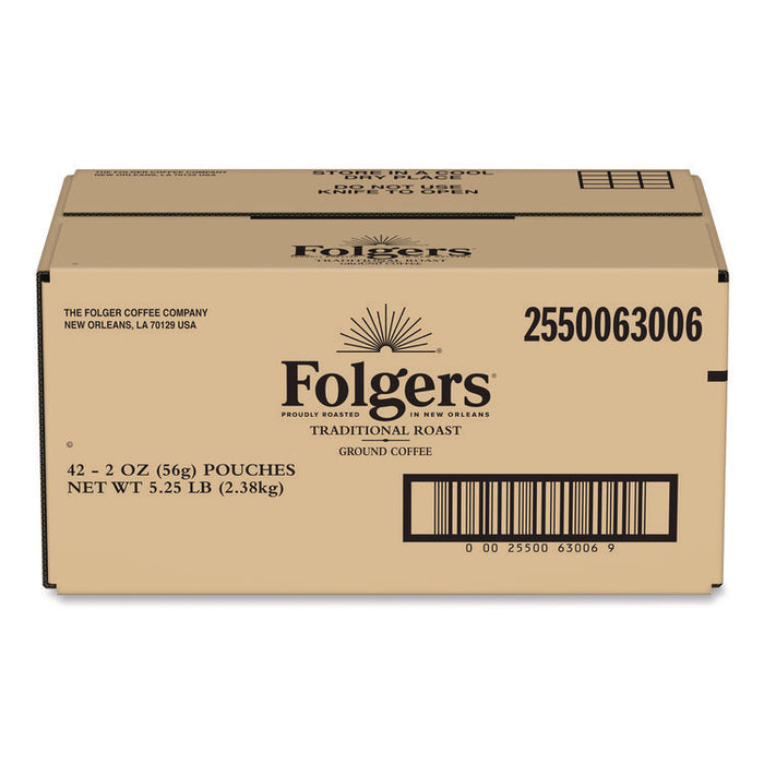 Traditional Roast Ground Coffee Fraction Packs, Traditional Roast, 2 oz, 42/Carton