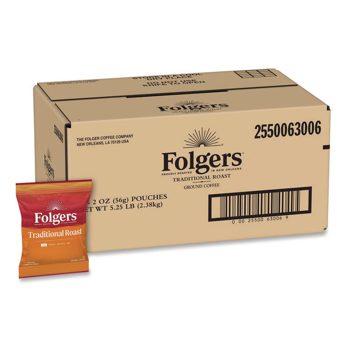 Traditional Roast Ground Coffee Fraction Packs, Traditional Roast, 2 oz, 42/Carton
