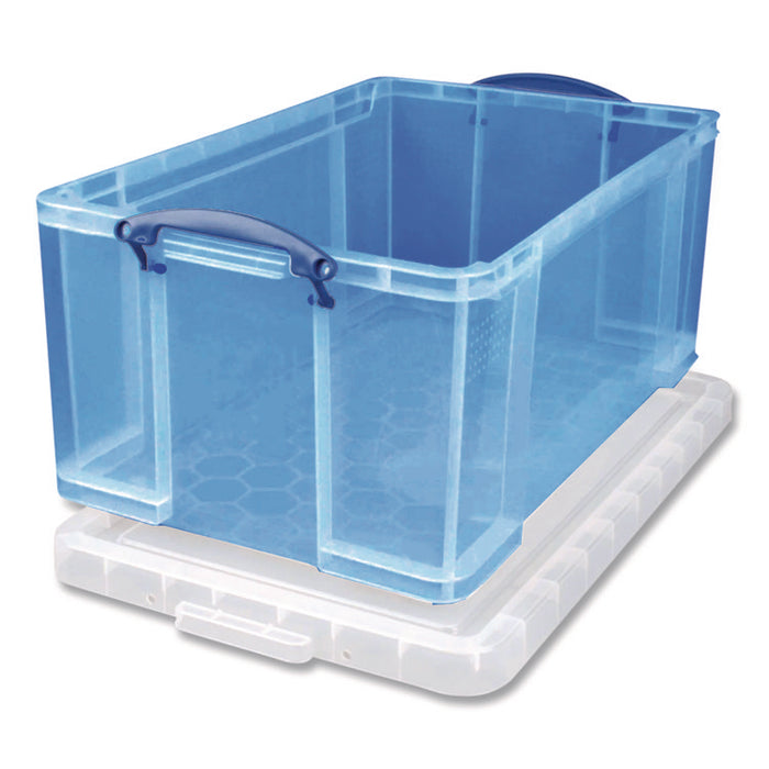 Snap-Lid Storage Bin, 16.9 gal, 17.31" x 28" x 12.25", Transparent Blue