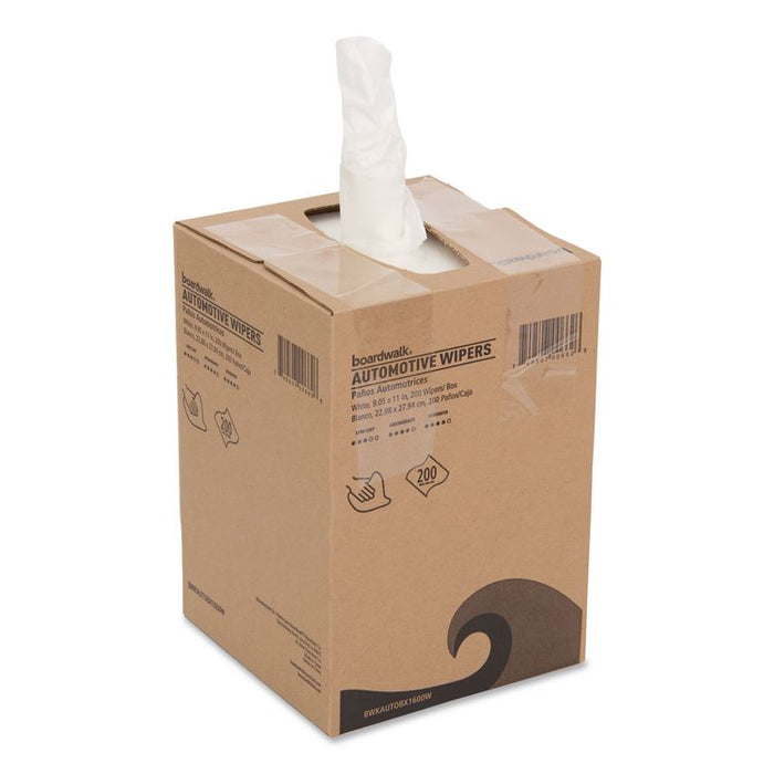 Automotive Shop Towels, 10.63 x 20.47, Unscented, White, 200/Box, 8 Boxes/Carton