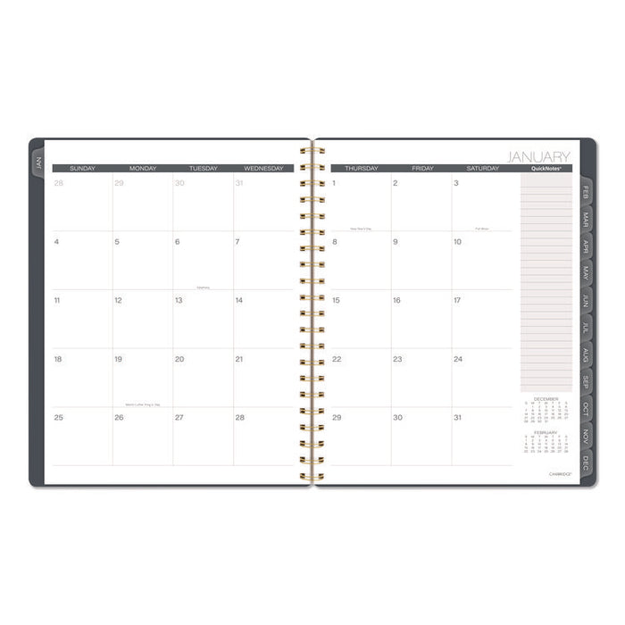 Hera Weekly Monthly Planner, Wavy Lines, 11 x 8.5, Black/Gold Cover, 12-Month (Jan to Dec): 2026