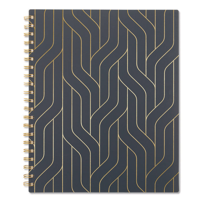 Hera Weekly Monthly Planner, Wavy Lines, 11 x 8.5, Black/Gold Cover, 12-Month (Jan to Dec): 2026
