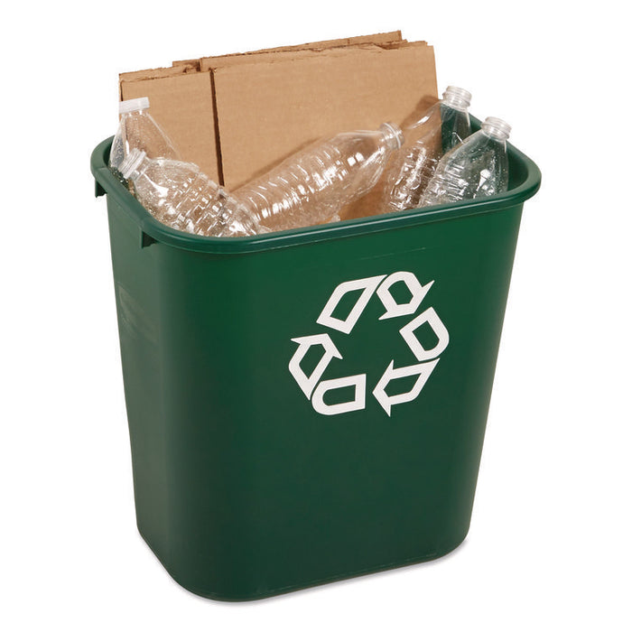 Deskside Plastic Container for Paper Recycling, 7 gal, Plastic, Green