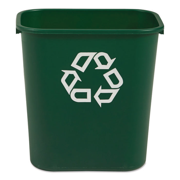 Deskside Plastic Container for Paper Recycling, 7 gal, Plastic, Green
