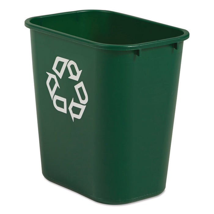 Deskside Plastic Container for Paper Recycling, 7 gal, Plastic, Green