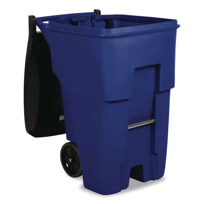 Square Brute Rollout Container, 95 gal, Resin, Blue