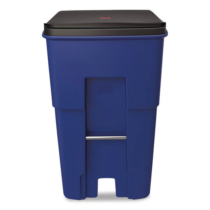 Square Brute Rollout Container, 95 gal, Resin, Blue