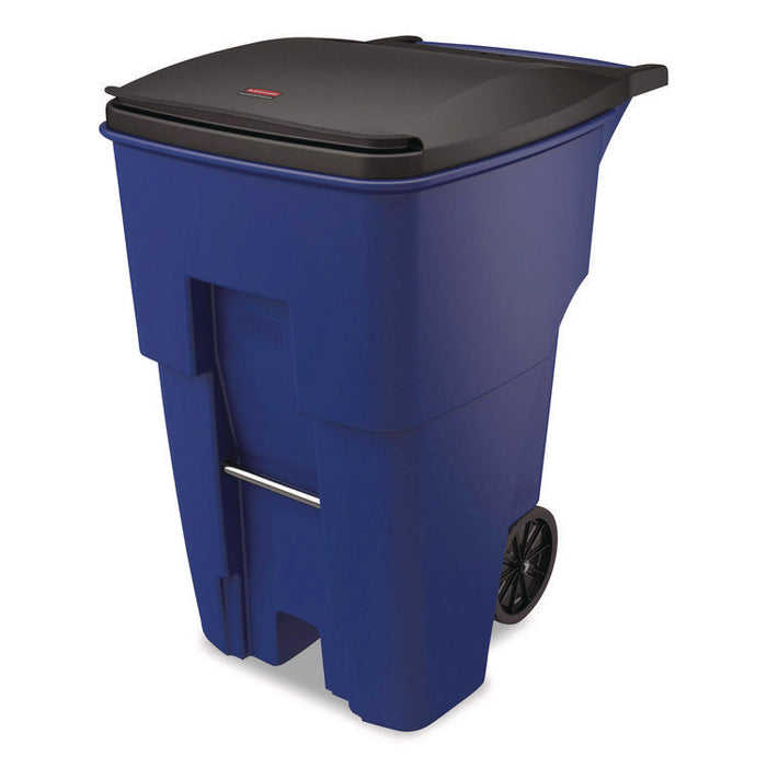 Square Brute Rollout Container, 95 gal, Resin, Blue