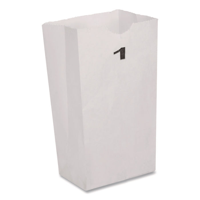 Grocery Paper Bags, 1# Size, 30# Basis Weight, 3.5" x 2.25" x 6.63", White, 500/Bundle